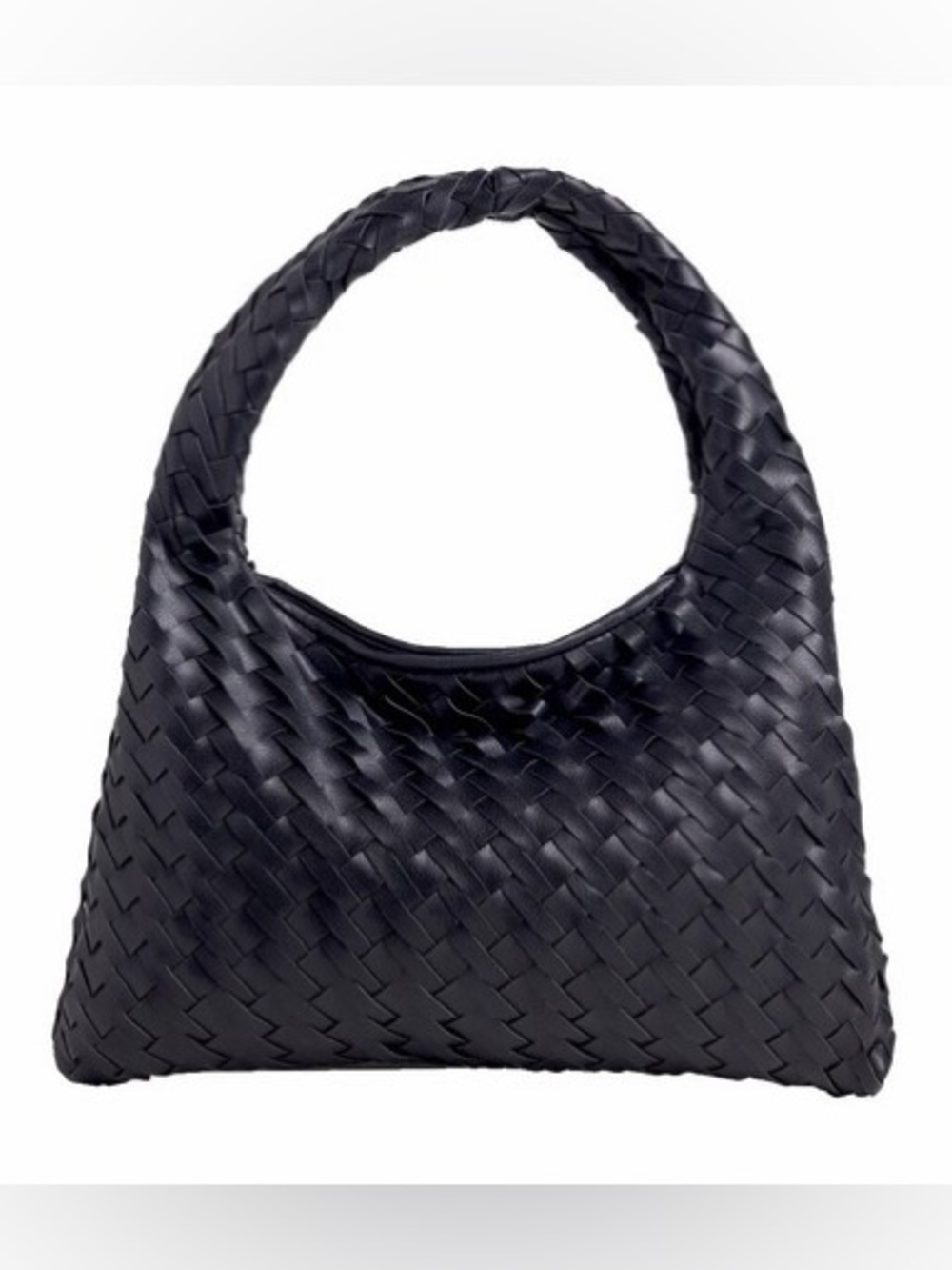 Walter Baker Margaux Black Faux Leather Woven Handbag Purse Bottega Inspired